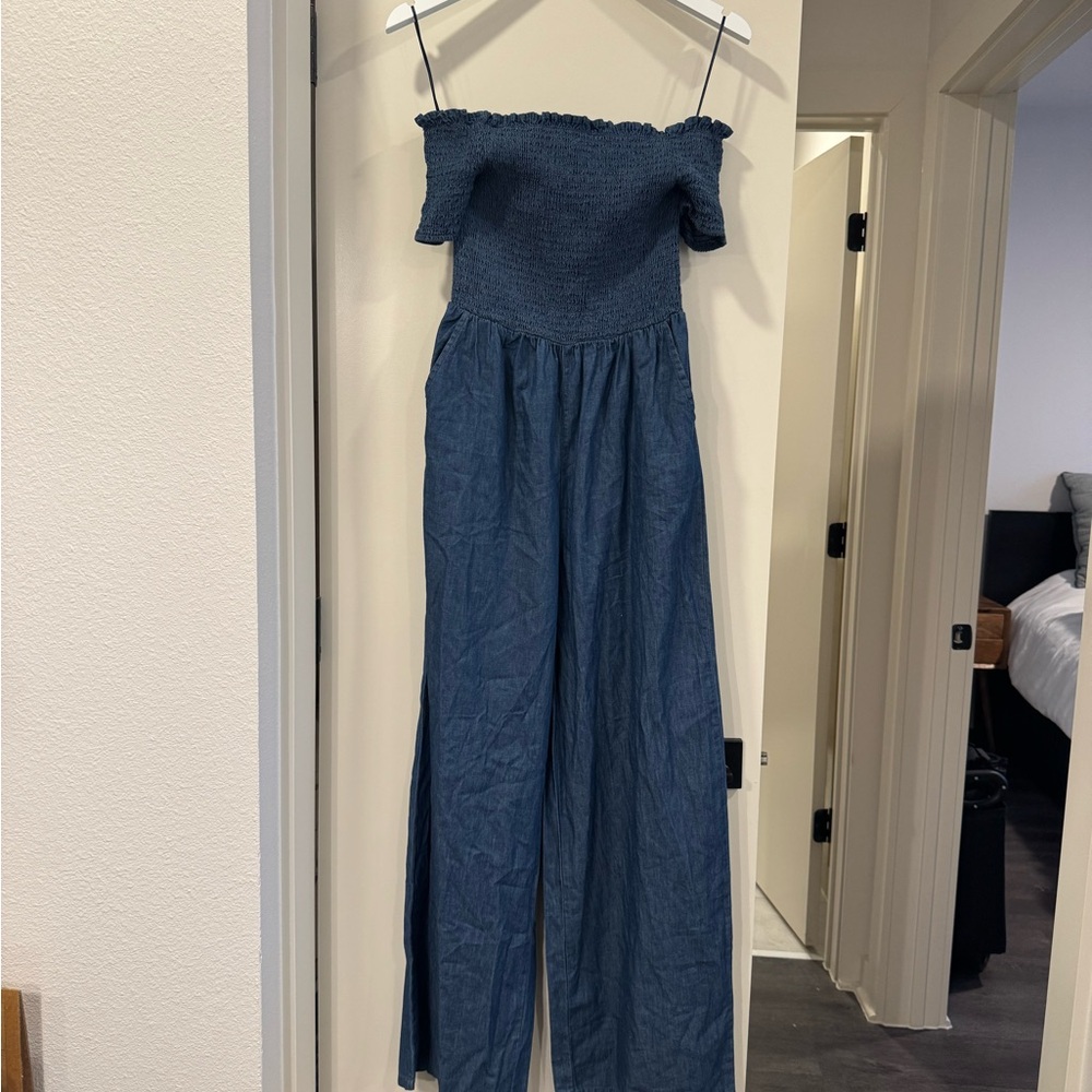 BLUE RAIN Off-Shoulder Blue Jumpsuit